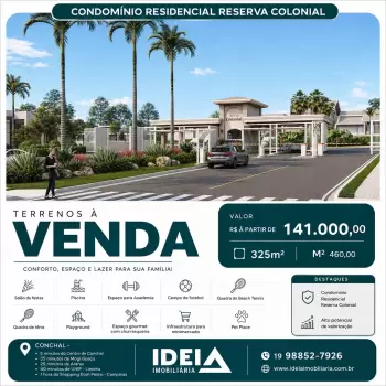 Imagem de TERRENOS Á VENDA - CONDOMÍNIO RESIDENCIAL RESERVA COLONIAL